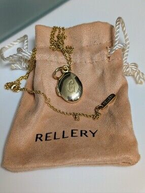 Rellery 18K Gold Plated 925 Silver Photo Locket Necklace With Engraved G Letter